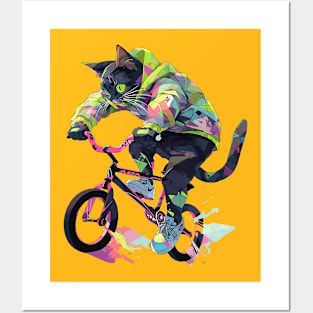 cat biker Posters and Art